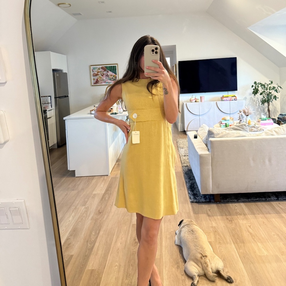 Wool Yellow Classy Vintage Dress Women's Small
